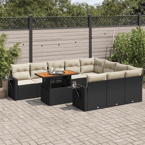 VIDAXL - Salon de jardin modulable - 11 pièces - Noir - 10 personnes - Image 2
