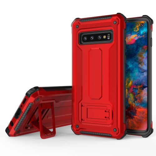 Coque en TPU hybride avec béquille rouge/noir pour votre Samsung Galaxy S10