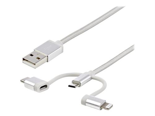 STARTECH.COM Câble multi chargeur USB 1 m - Lightning USB-C Micro-B