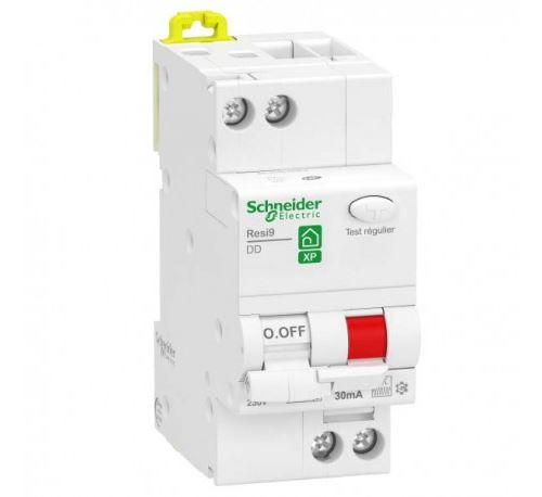 Schneider Electric Disjoncteur Différentiel 10A Xp Resi9 - 1P + N - Type Fsi - Courbe C - 30Ma - 230V Ca - 4 Pas De 9 Mm