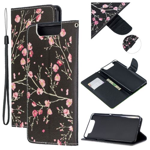 Etui en PU impression de modèle belles fleurs pour Samsung Galaxy A80/A90