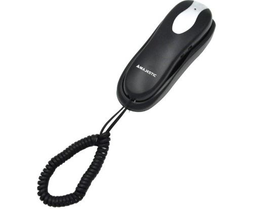 téléphone noir et blanc avec fil