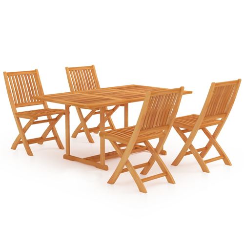 Ensemble de salle à manger pour jardin 5 pcs Bois de teck massif 150 x 90 x 75 cm