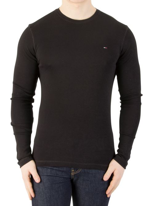 Tommy Jeans Homme T-shirt Slim Fit à manches longues, Noir