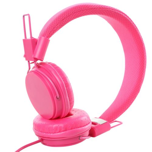 Casque DJ Bass avec microphone 3,5 mm filaire sur l'oreille écouteurs stéréo pliable Rose