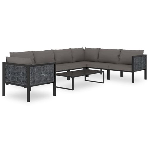 Vidaxl Gris Salon De Jardin Modulable Resine Tressee 8 Pieces 68 X 264 X 64 7 Personnes - Image 2
