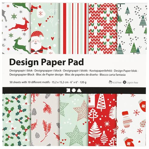 Papier scrapbooking Design - Noël - 15 x 15 cm - 50 feuilles