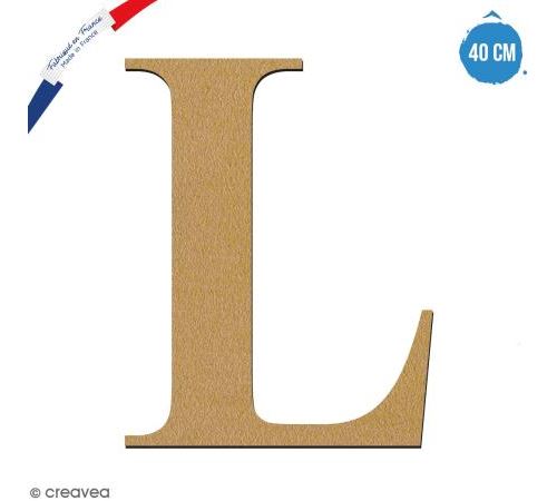 Lettre L en bois à décorer - 40 cm - Collection Alphabet serif