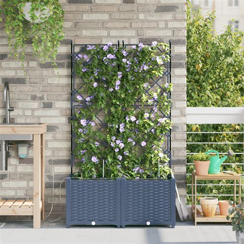Jardinières avec système d irrigation 2 pcs Gris