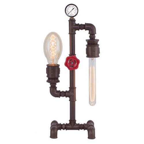 HOMEMANIA Lampe de Bureau Metal - pour Table, Bureau, Table de Nuit - Marron Foncé en Métal, 21 x 17 x 48 cm, 2 x E27, 40W