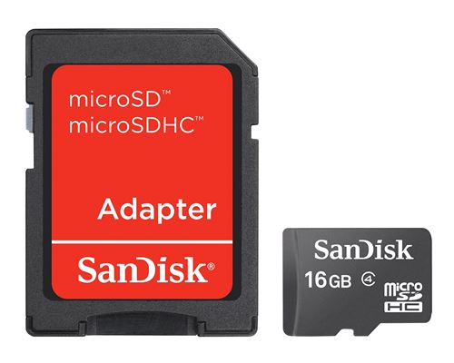 SanDisk - Carte mémoire flash - 16 Go - Class 2 - micro SDHC - noir - pour Motorola DROID X2, FLIPOUT, XPRT; Pantech Crossover