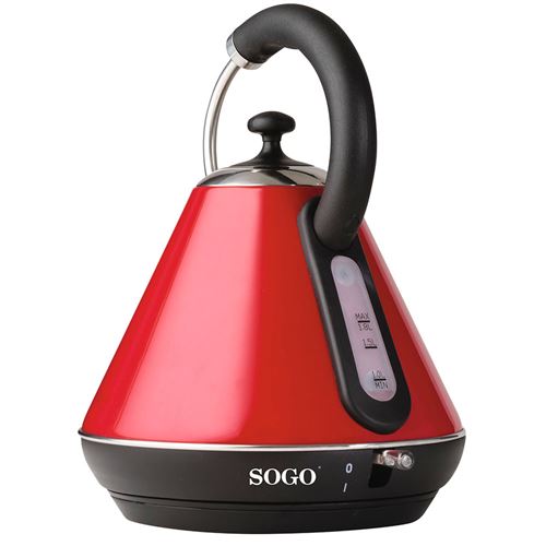 Bouilloire Vintage sans fil Sogo, 2200W, 1,8L - Rouge