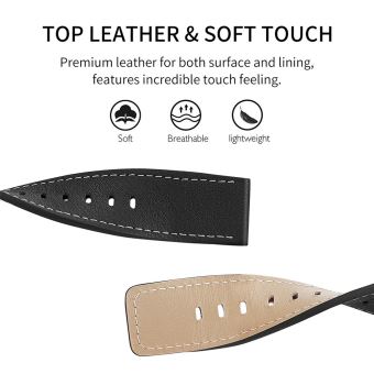 Bracelet de montre Compatible avec Fitbit Versa 2, Cuir Noir