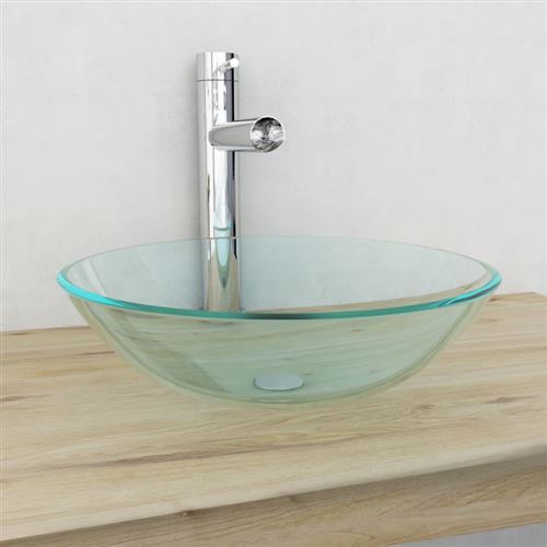 vidaXL Verre trempé de lavabo 42 cm Transparent