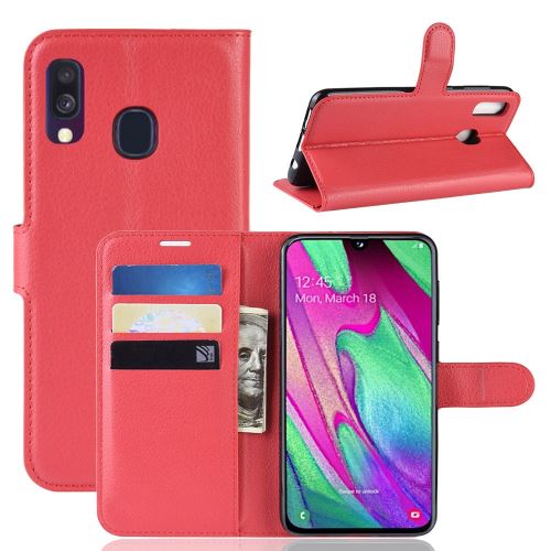 Etui en PU avec 3 emplacements pour cartes rouge pour votre Samsung Galaxy A40