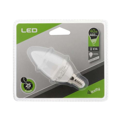 Elexity - Ampoule LED Flamme 5W E14 400lm 4000K - (blanc neutre)