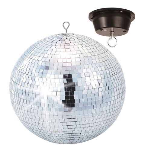 BeamZ MB30M - Boule à facettes 30 cm avec moteur, disco ball, boule discothèque, moteur 230V électrique, sphère en PVC