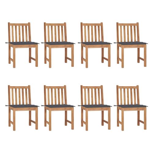 Non Communiqué Bois Chaises De Jardin Lot De 8 Avec Coussins De Teck Massif - Image 1