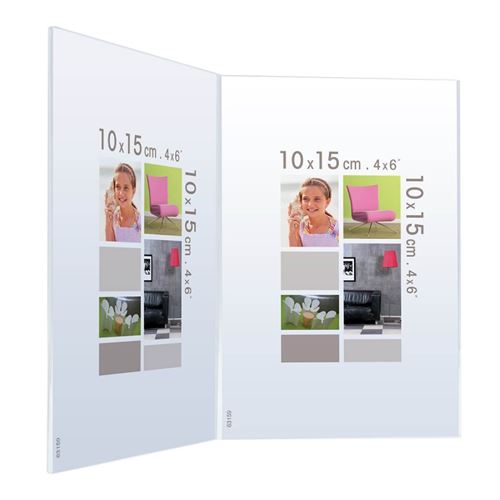 Cadre photo double cristal Bob 10x15 cm, Plexiglas - marque française