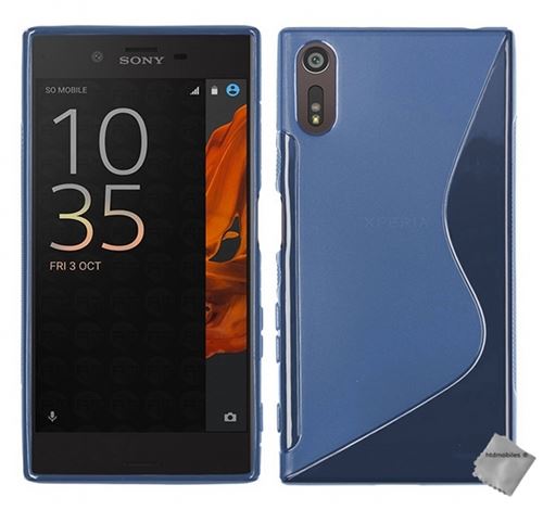 Housse etui coque pochette silicone gel fine pour sony xperia xzs + verre trempe - bleu
