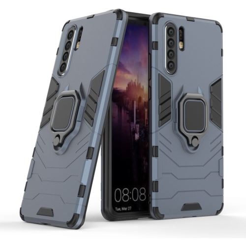 Coque en TPU finger ring kickstand hybride bleu foncé pour votre Huawei P30 Pro