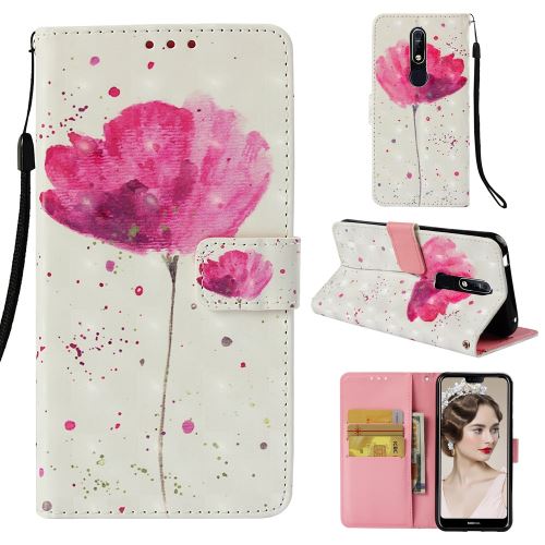 Etui en PU décoration par points lumineux fleur rose pour votre Nokia 7.1