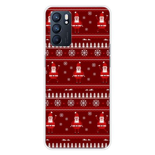 Coque en silicone imprimée compatible Oppo Reno 6 5G NO Pull de Noël Santa