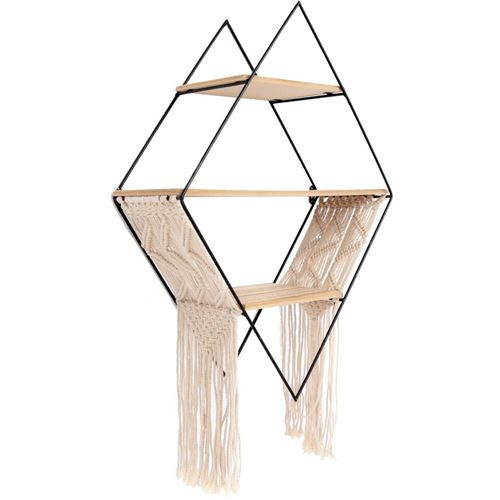 Sil - Etagère métal et bois avec macramé