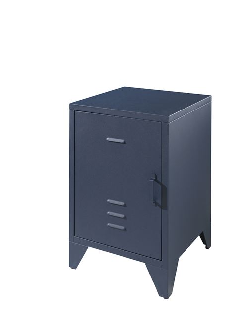 Vipack Table de chevet avec porte Bronxx Métal Bleu mat