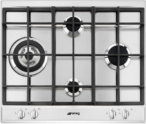 Smeg Selezione P261Xgh - Table De Cuisson Au Gaz - 4 Plaques De Cuisson - Niche - Largeur : 55.5 Cm - Profondeur : 47.8 Cm - Acier Inoxydable