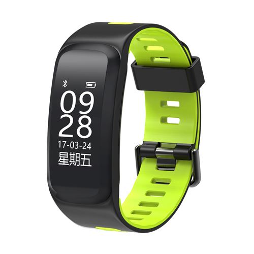 Bracelet connecté OHP F4 silicone bicolore+IP68 étanche - vert