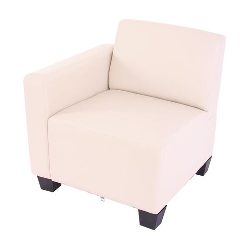 Mendler - Canapé-élément Lyon - Élément latéral gauche modulaire - Cuir - Crème - Image 3
