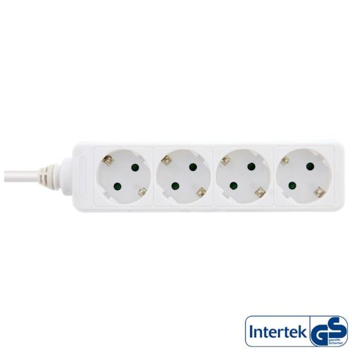 Barrette multiprise InLine® type F allemande 4 ports + verrou de sécurité pour enfant blanc, 1,5 m