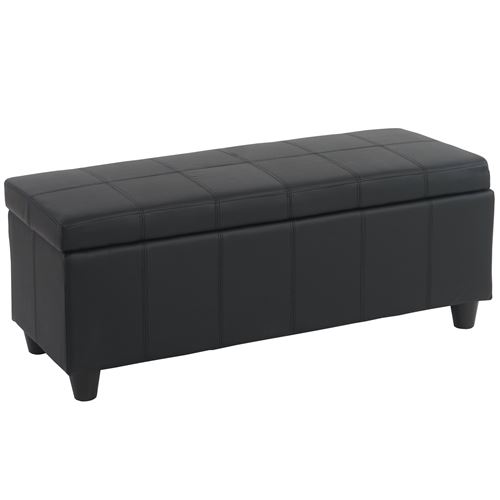 Banc/banquette/coffre de rangement Kriens, 112x45x45cm, similicuir ~ noir mat