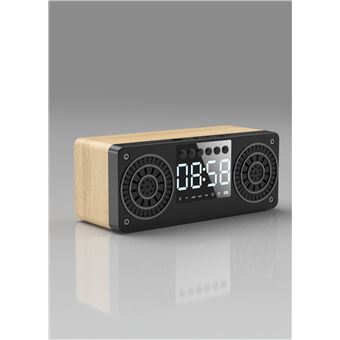 10€64 sur Enceinte bluetooth A10 - Radio-réveil FM avec affichage de  l'heure en bois - Enceinte sans fil - Achat & prix