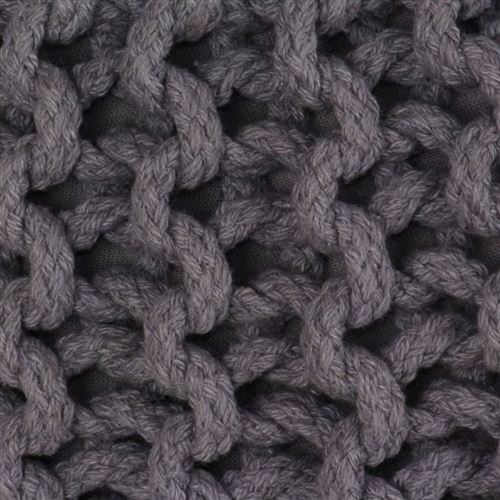 vidaXL Poef handgebreid 50x35 cm katoen grijs