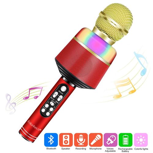 Non Communiqué Rose Microphone Edorreco De Karaoké Sans Fil Bluetooth Pour Iphone, Android, Micro Portable Pour Home, Party - Or - Image 1