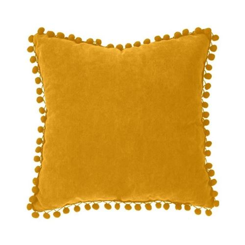 Coussin à Pompons Jao 40x40cm Ocre