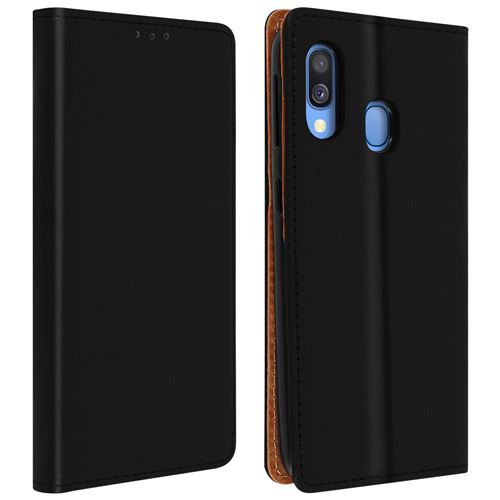 Étui pour Samsung Galaxy A40 Housse Porte-carte Support Vidéo Cuir Véritable noir