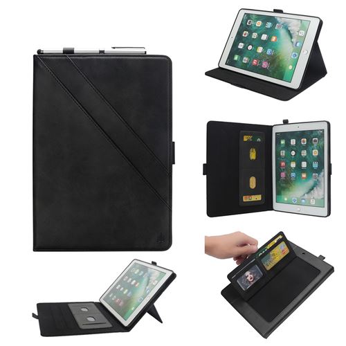 Etui en PU fentes de carte flip noir pour votre Apple iPad Pro 12.9-inch (2017)/Pro 12.9-inch (2015)