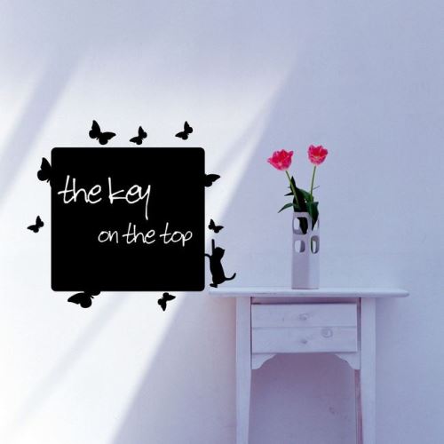 HOMEMANIA Tableau Noir Sticker Papillon - Murale - Post It - pour Séjour, Chambre - Noir en Vinyle, 38 x 0,1 x 41,5 cm