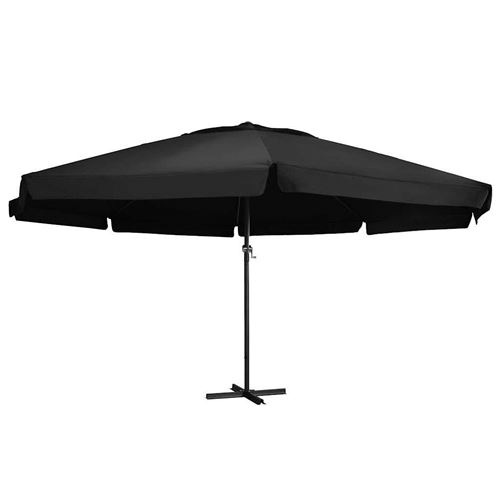 Parasol d'ext&eacute;rieur avec m&acirc;t en aluminium 600 cm Noir Vidaxl Noir