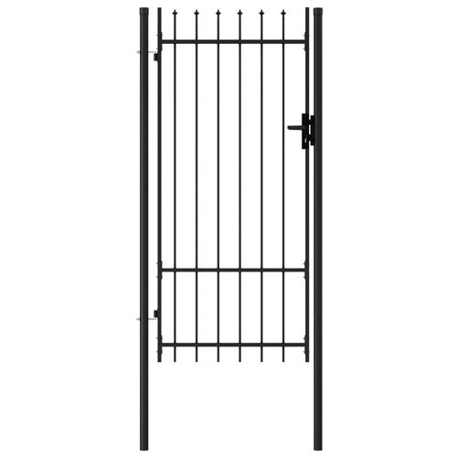 chunhe Portillon simple porte avec dessus à pointe Acier 1x2 m Noir AB145746