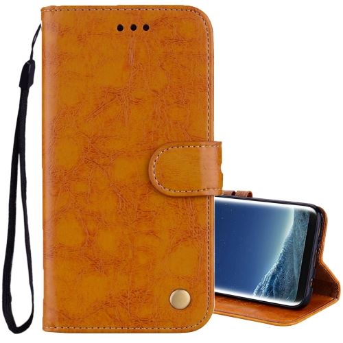 Galaxy S8 Housse Etui Cuir PU Jaune Texture Huilé ALS47149