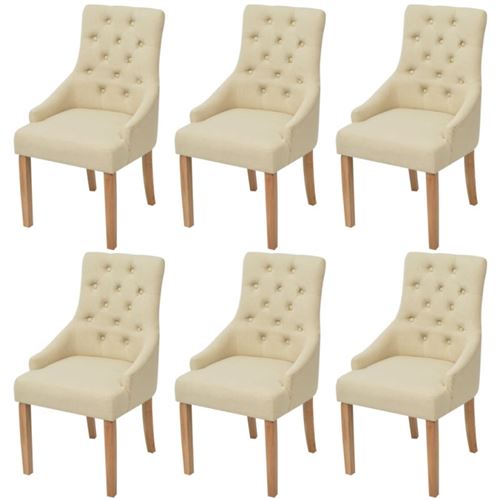 Vidaxl Beige Chaises À Manger Lot De 6 Crème Tissu - Image 1