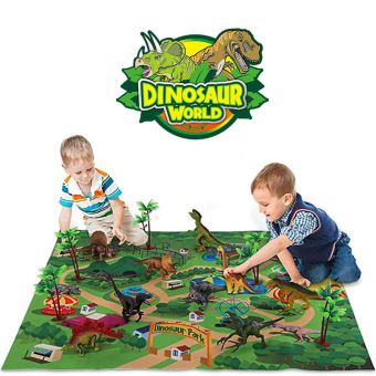 Dinosaure Enfant Jouet - 28 Pcs Jouet Jeu Dinosaure Tapis - Figurine  Dinosaure - œUfs De Dinosaure Jurassic World Ensemble Compris  T-Rex,TricéRatops 