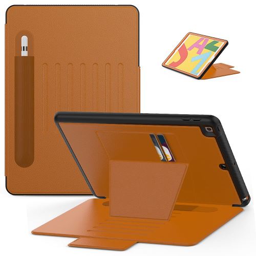 Etui en PU + TPU multi-angle magnétique créatif avec support, porte-cartes et porte-stylet marron pour votre Apple iPad 10.2 (2019)