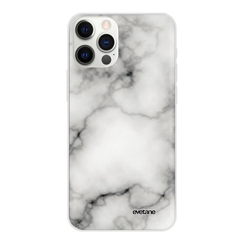 Coque pour iPhone 12/12 Pro souple transparente Marbre blanc Motif Ecriture Tendance [Evetane®]