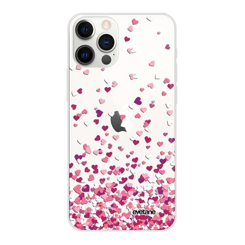 Coque pour iPhone 12/12 Pro souple transparente Confettis De Coeur Motif Ecriture Tendance [Evetane®]
