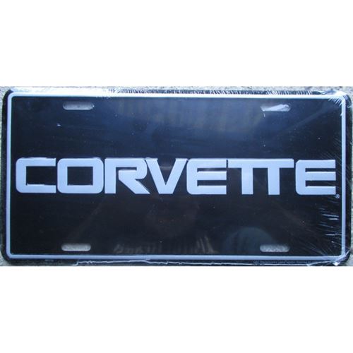 plaque d'immatriculation corvette chevrolet noir pub tole
